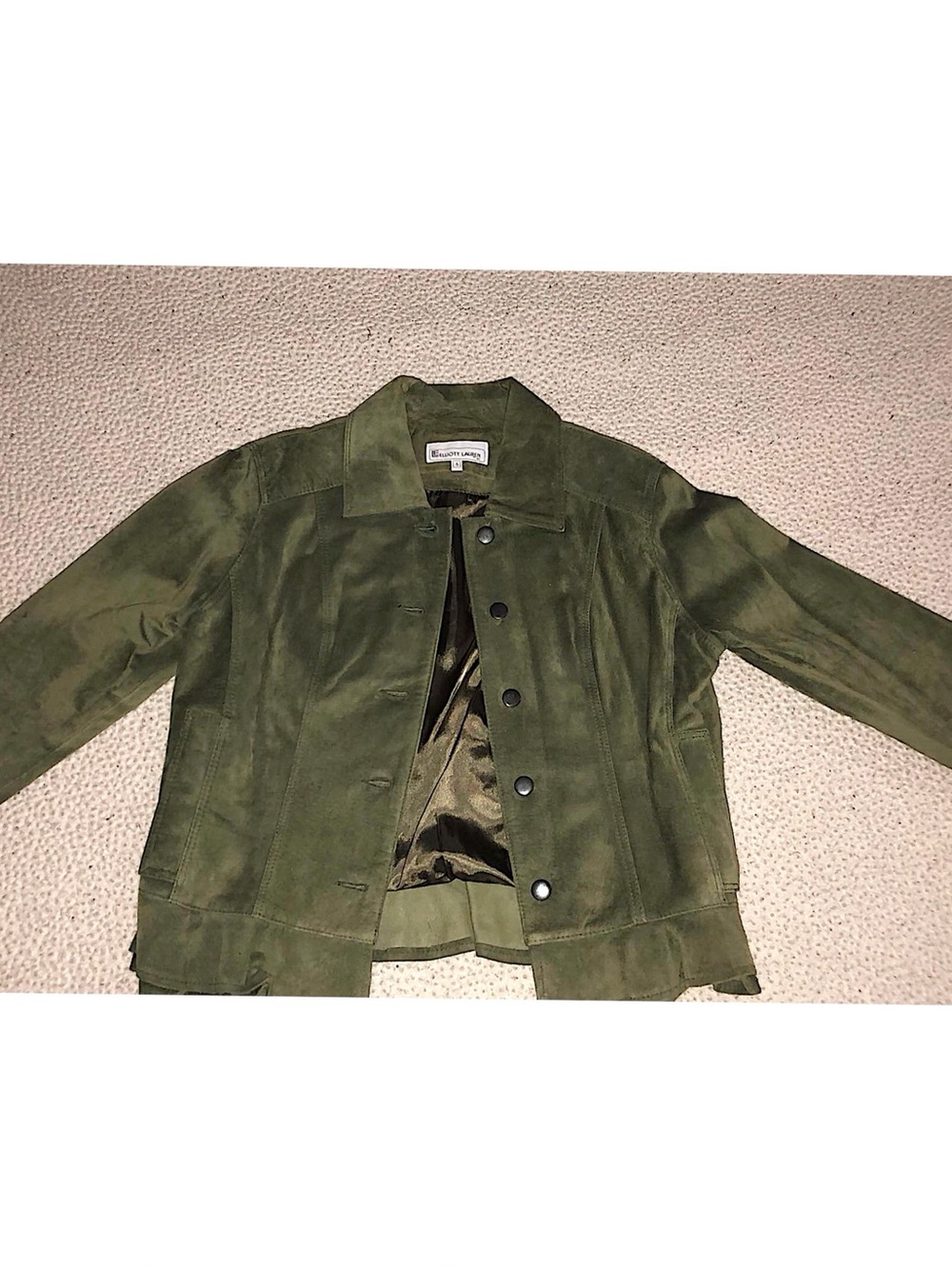 moss green suede peplum jacket